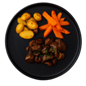 Bœuf Bourguignon Fit – Pommes grenaille – Carottes fondantes au thym